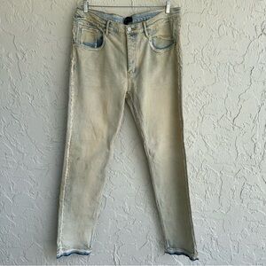 PURPLE‎ BRAND Jeans Men 40X34 Faded Tinted Indigo Waxed Skinny Frayed